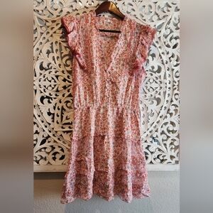 POUPETTE ST. BARTH Floral Mini Dress Ruffles Silk Womens Size Medium
